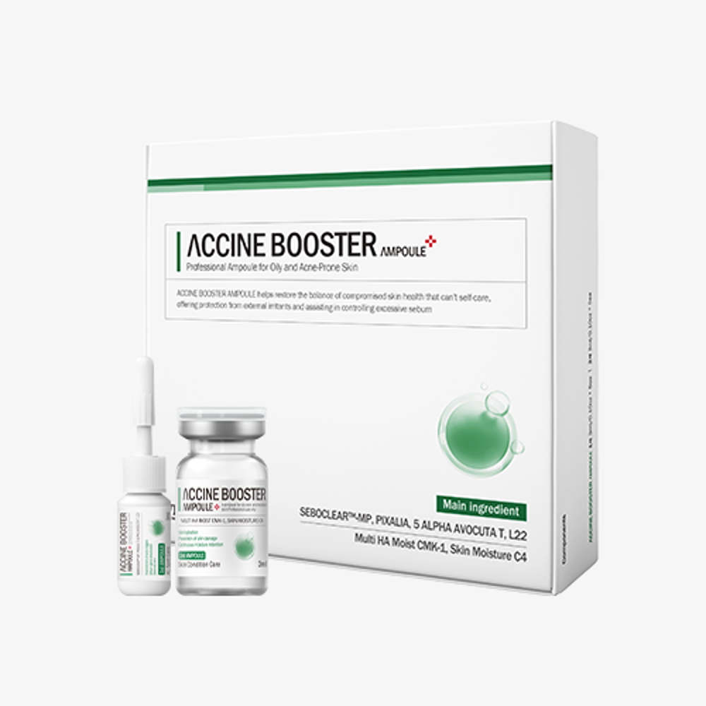 [VEMONTES] ACCINE Booster Ampoule Kit 3ml x 10ea – Intensive Care for Acne-Prone Skin, Reduces Inflammation, Sebum & Pores, Improves Wrinkles & Boosts Elasticity - Made in Korea